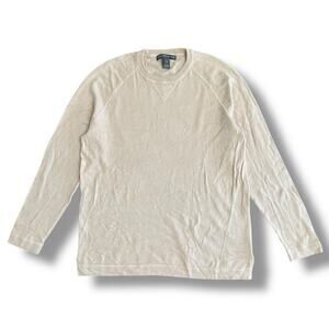 Saks Fifth Avenue Men’s Silk Cashmere Sweater Beige Small Crewneck Long Sleeve